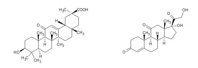 Similitud entre el ácido glicirretínico y la cortisona