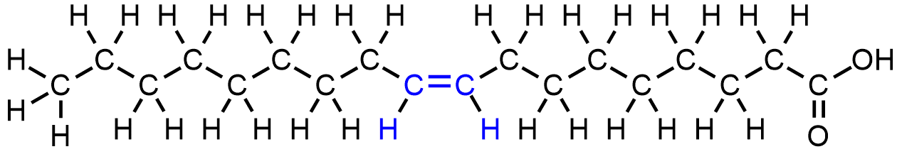 Estructura química del ácido oleico, componente principal del aceite de aceite de oliva