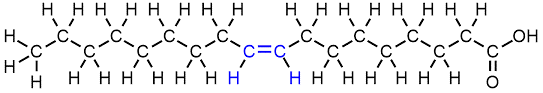 El ácido oleico contiene 18 C y un doble enlace